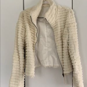 White faux fur jacket